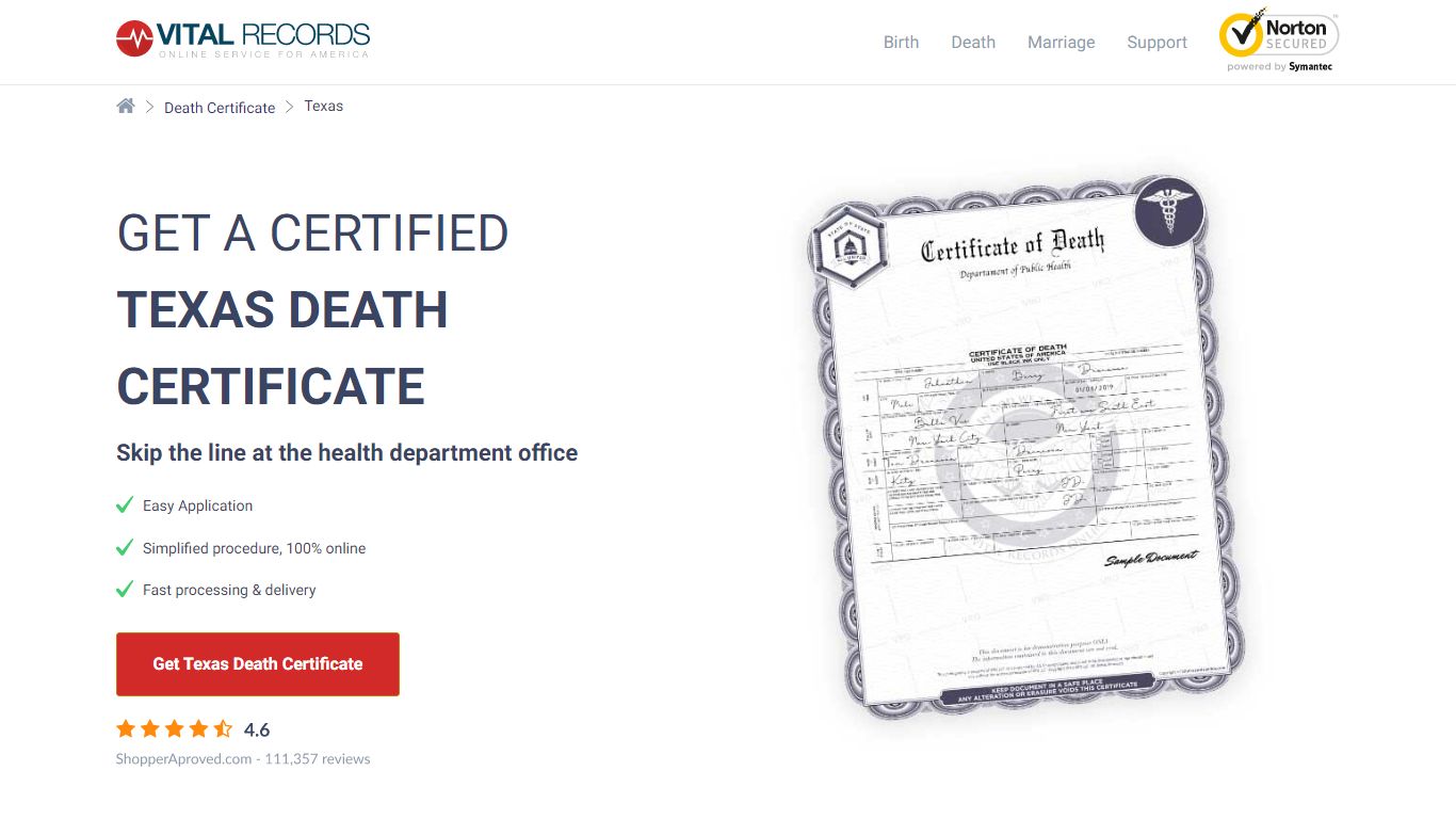 Official Texas Death Certificate | Get Your Death Records